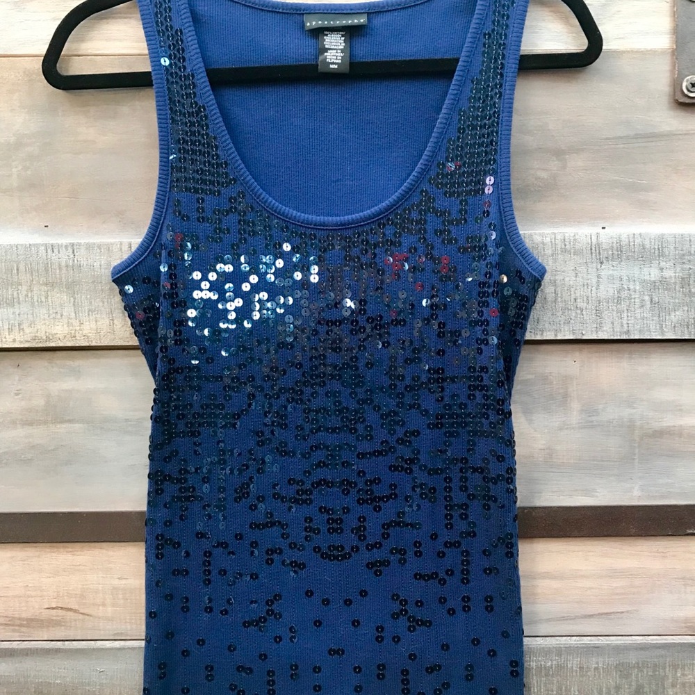 Apostrophe Cobalt Blue Medium Tank With Sequins